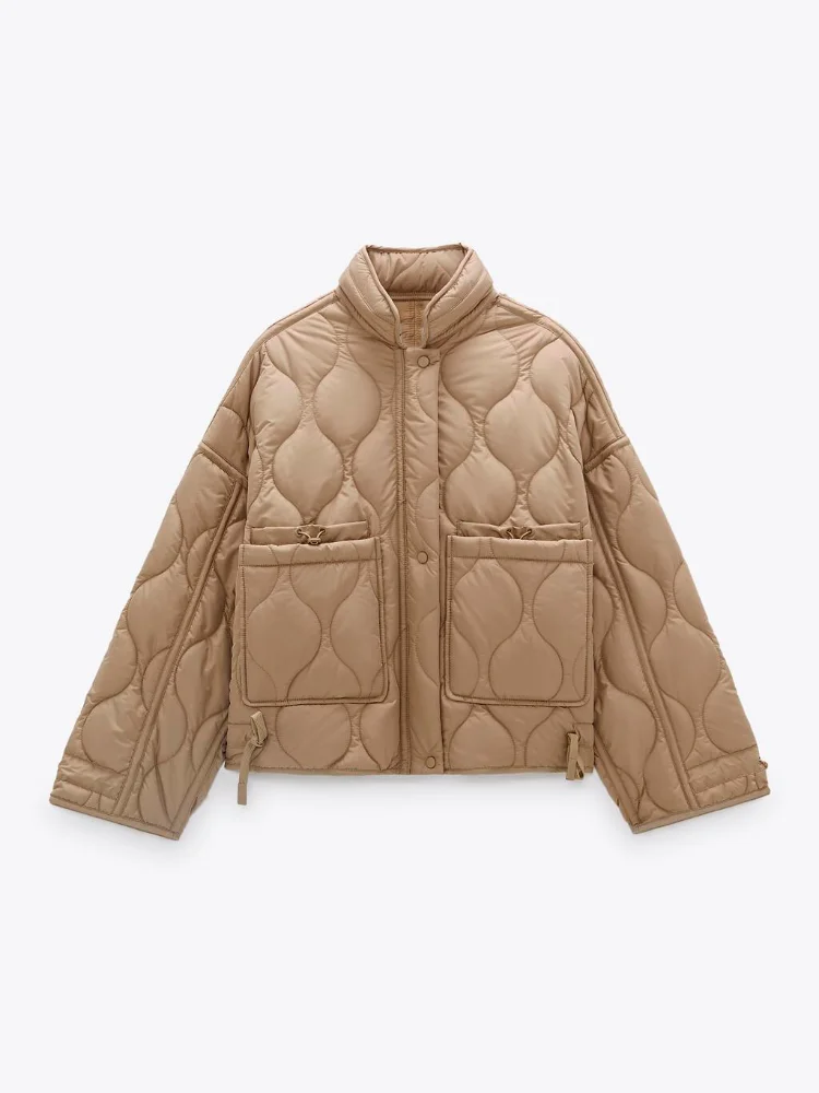 2021 Women's Winter Jacket Vintage Loose Coat  Lapel Padded Coat Single-breasted Lingge Winter Warm Parkas Chic Women Clothing