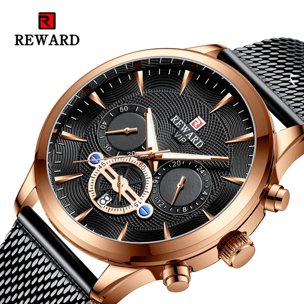 

Watch Men REWARD Top Luxury Brand Gold Sport Waterproof Quartz Watches Mens Chronograph Date Male Clock relogios masculino