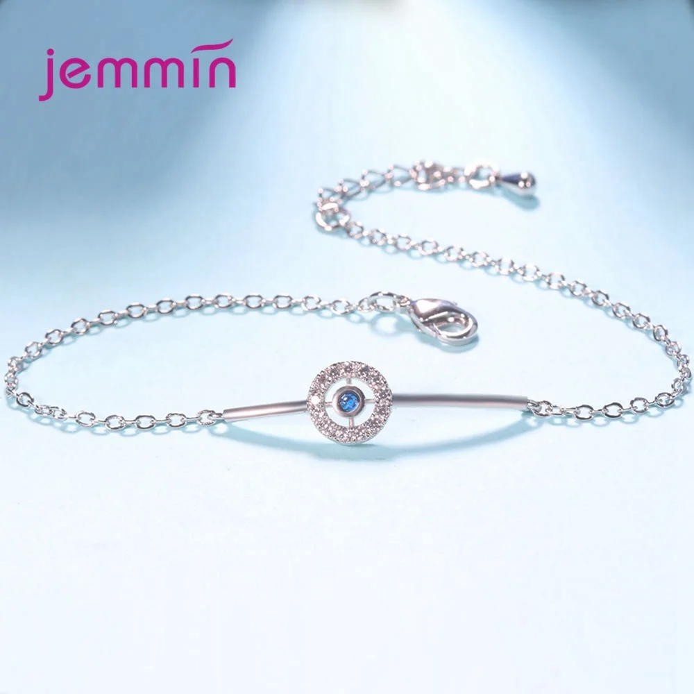 Женский браслет с цепочкой из серебра 925 пробы кристаллами