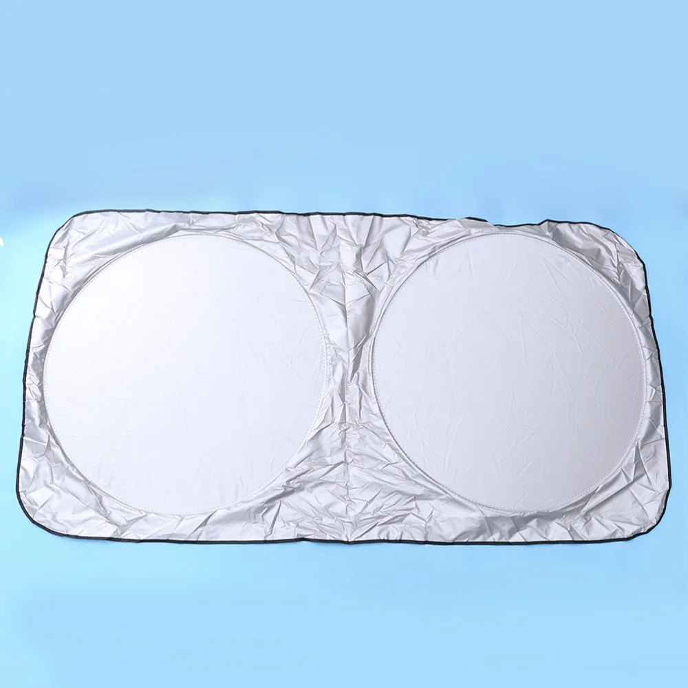 

Car Interior Windshield Double Ring Sun Shade Heat Block Anti-UV Cover Protector Car Windshield Cover Silver (150 x 85)