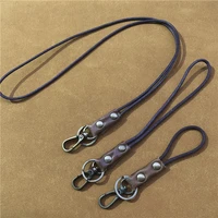 genuine leather lanyard cowhide keychain lanyard neck strap for mobile phone chain badge keys id card holder wrist landyard