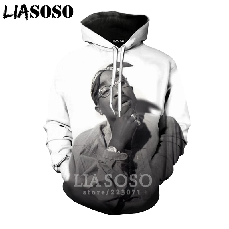 2pac толстовки LIASOSO забавные для мужчин и женщин Аниме Толстовка 3D принт Рэпер Хип Хоп с длинным рукавом Уличная Топ пуловер с круглым вырезом B182-10
