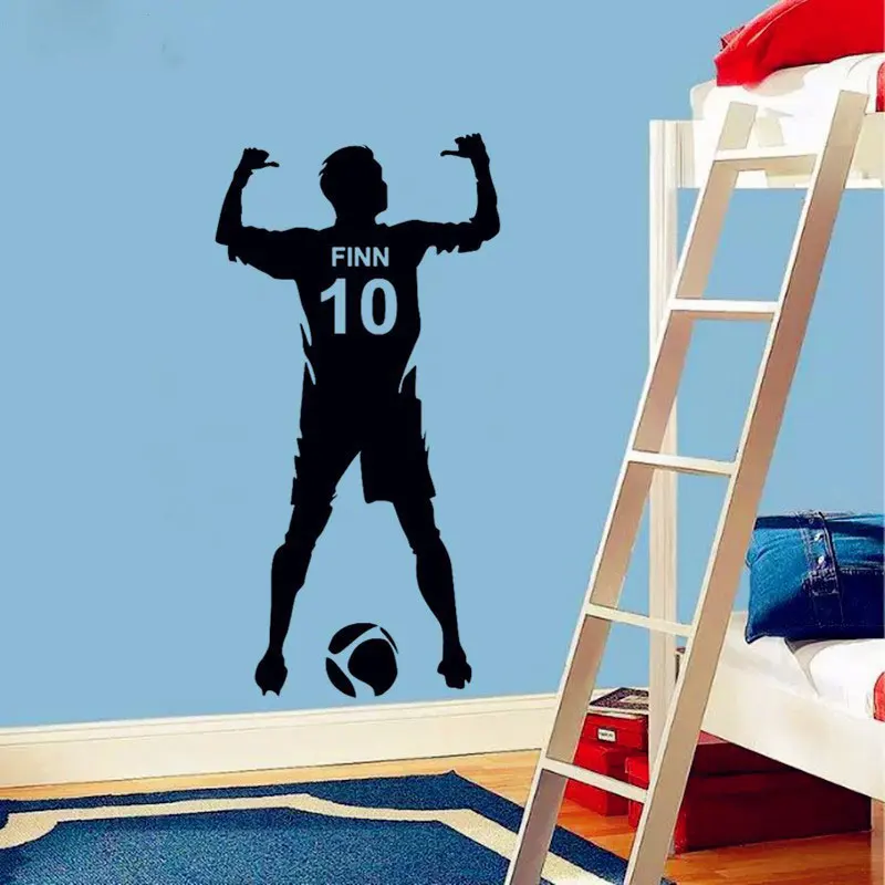 Football Personalized Name & Number Vinyl Wall Decal Poster Wall Art Decor-Kids & Boy Bedroom Soccer Wall Sticker decoration
