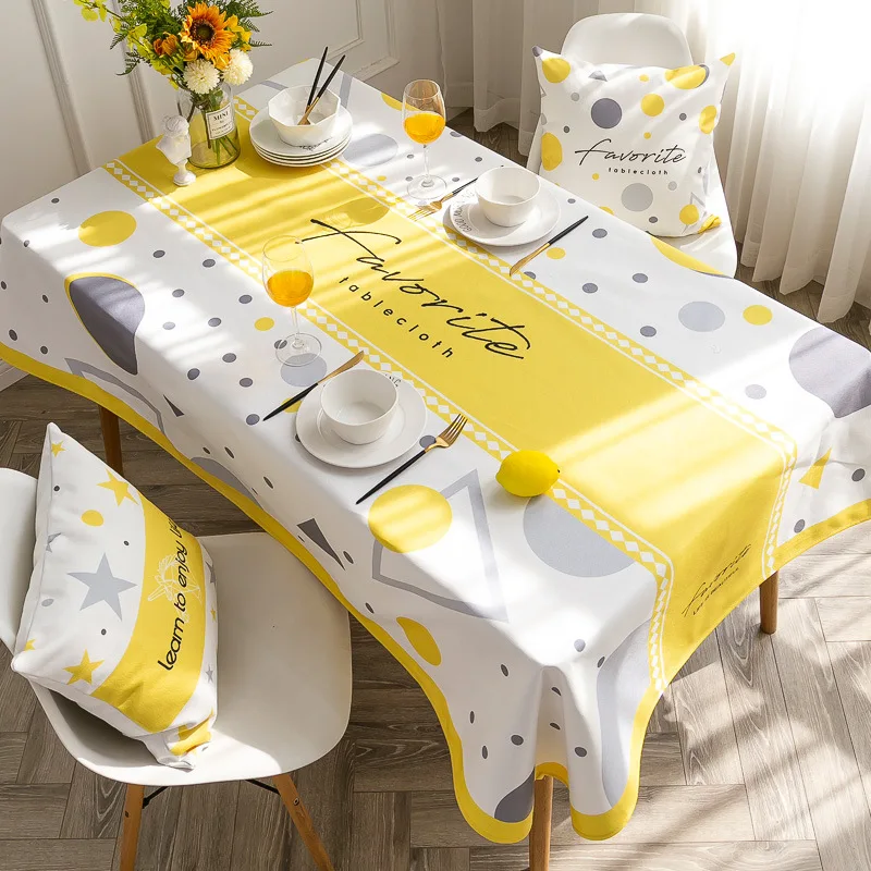 

скатерть водостойкая стол обеденный Желтая Водонепроницаемая скатерть в скандинавском стиле прямоугольная скатерть журнальный столик ку...