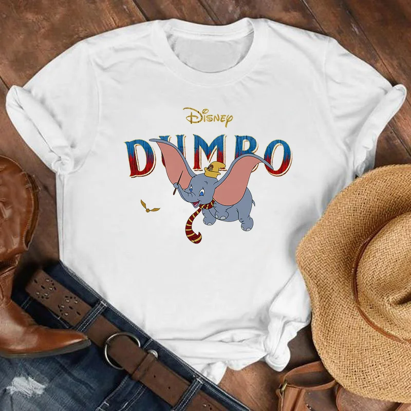 

Kawaii Dumbo Women T Shirt New Disney Aesthetic Streetwear Y2k Tops Ladies Ulzzang White Soft Graphic Tee Summer Casual Clothes