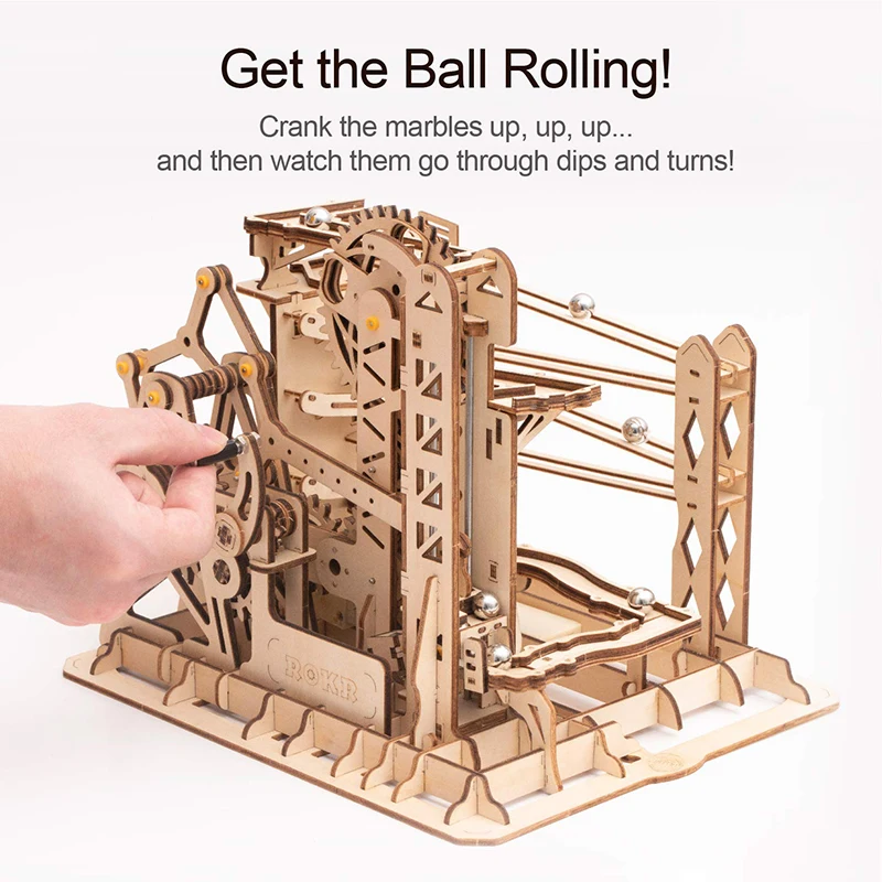 Robotime ROKR DIY Marble Run игра 3D деревянная головоломка Шестерня привод Лифт модель