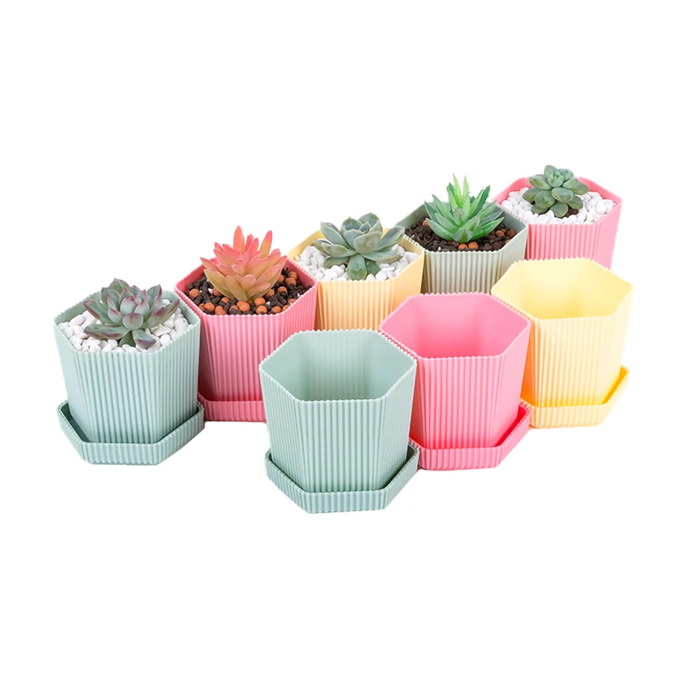 1 шт. Пластик гексагональной шесть двухсторонним миним кабельом цветочный горшок