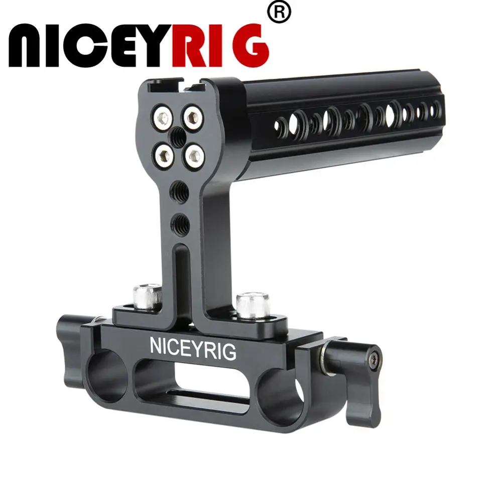 

Niceyrig New Design Top Handle Handgrip With 15mm Dual Rod Clamp 1/4" Screw Thread Holes Cold shoe For DSLR Camera Cage Rig