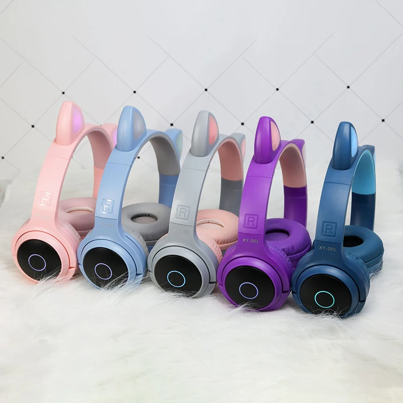 Милые кошачьи уши Беспроводной наушники Bluetooth 5 0 под разными углами поворота