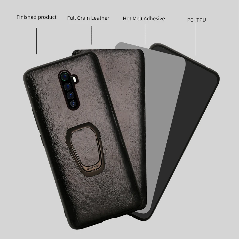 langsidi magnetic kickstand phone case for realme 7 7pro c3 x50pro genuine leather back cover for oppo reno 3 pro r17 a9 a5 2020 free global shipping