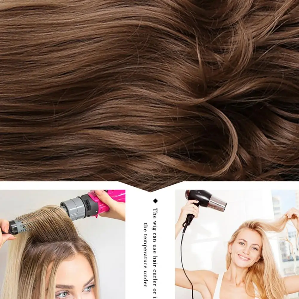 

Fashion Wave Curly Long Wavy Synthetic Wigs with Bangs Cosplay Brown Blonde Wigs Long Hair Heat Resistant Cosplay for Women