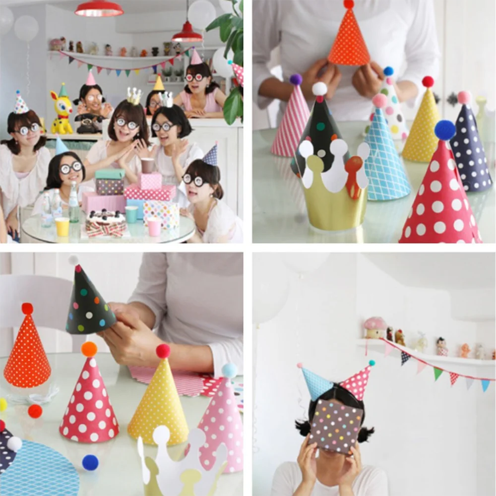11 шт./компл. шляпы в горошек для празднования дня рождения милые шапочки ручной