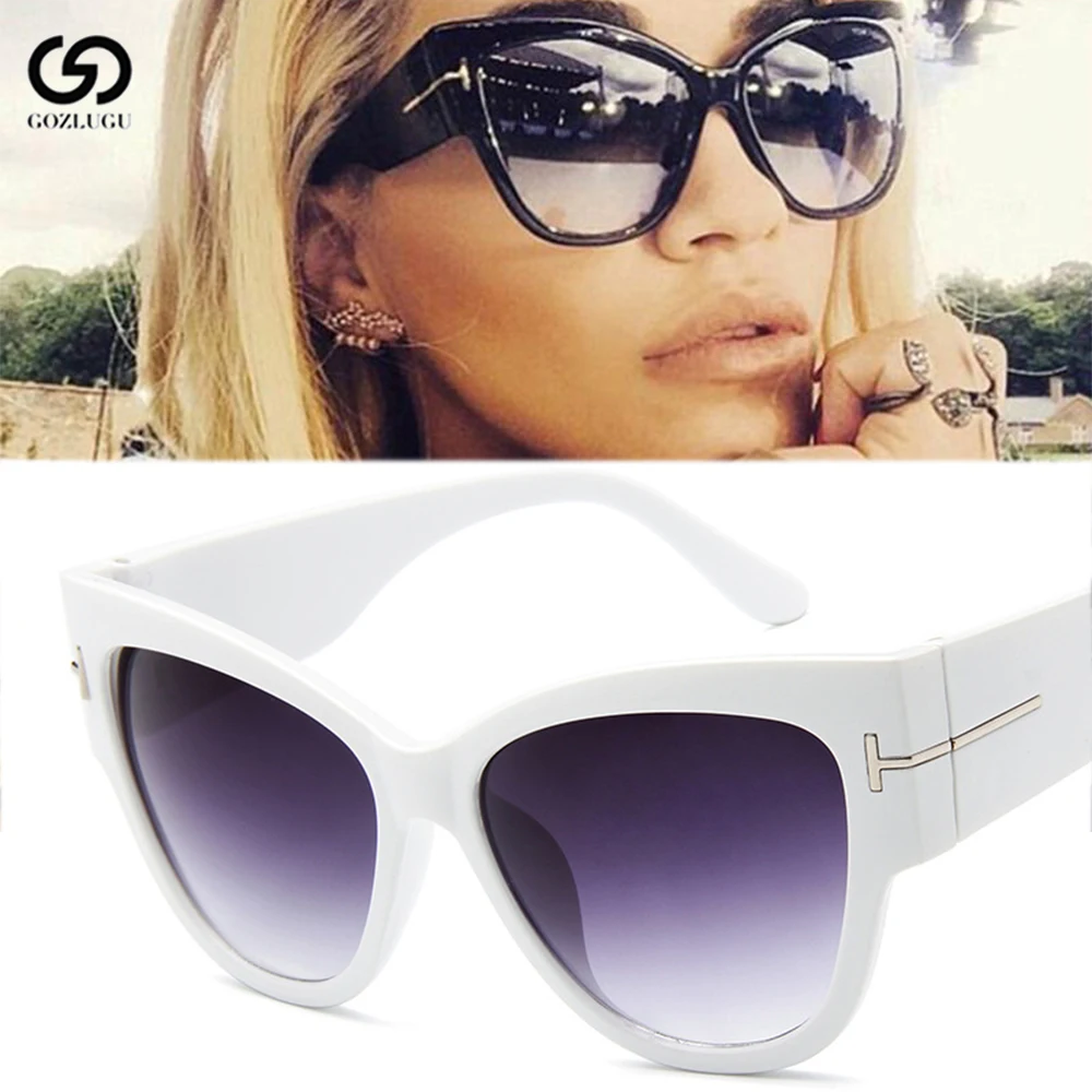 Солнцезащитные очки кошачий глаз GOZLUGU в ретро стиле с полуободковой оправой