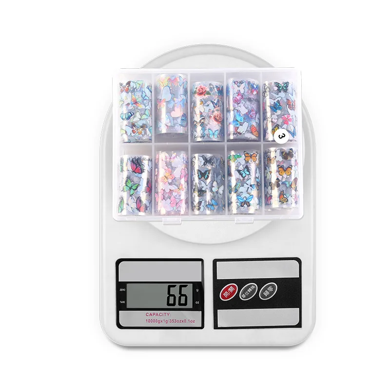 

10 Rolls Nail Foils Sticker Transfer Roll Nail Art Decal Nail Tips Accessories Decal 3D Sally Net Line Holo Silk Foil F738