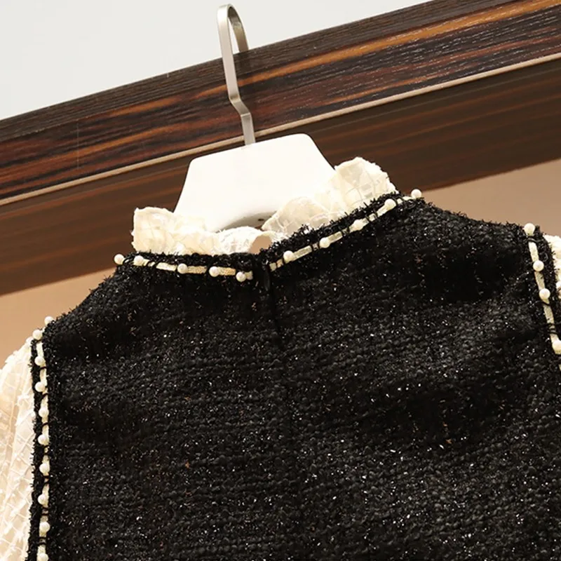 

Elegant Ladies Long Sleeve Ruffles Collar Dress Plus Size Sweet Women Mini Tweed Dresses Casual Spring Autumn Vestidos