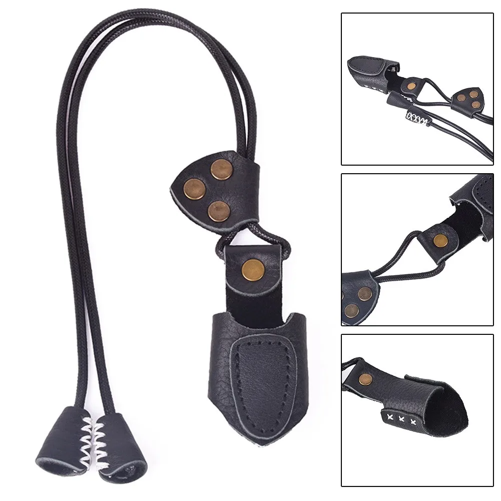 

Leather Archery Hunting Finger Tip Protector Thumb Guard Ring Tab Adjust Protector Hunting Shooting Arrow Bow Bandage Gloves