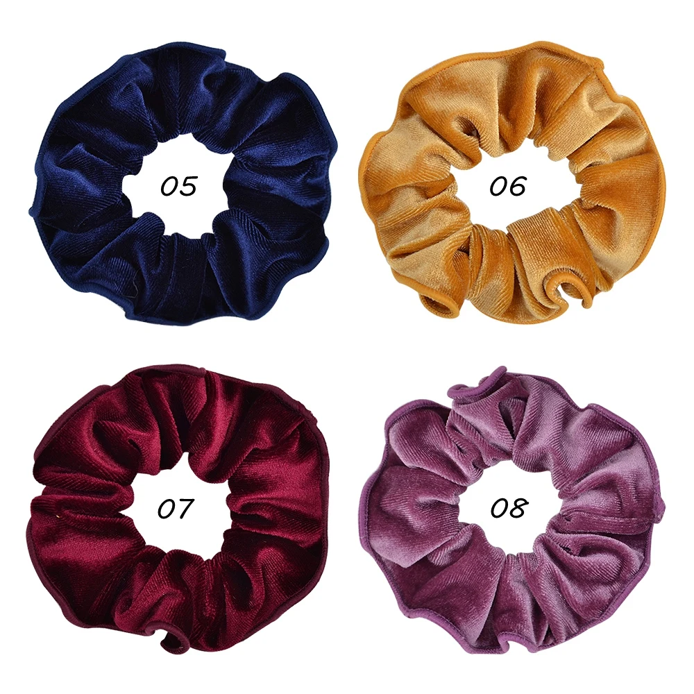 4 шт./лот бархатные Однотонные резинки для волос кольца женщин держатели конского