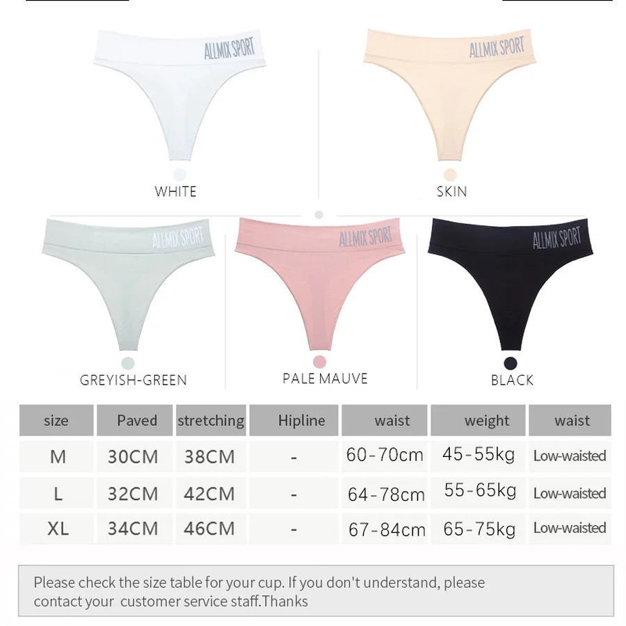 

Women Sexy Mid Waist String Sport Panties Ladies Fashion Solid Color Thong Seamless Lingerie Soft Cotton Underwear Female