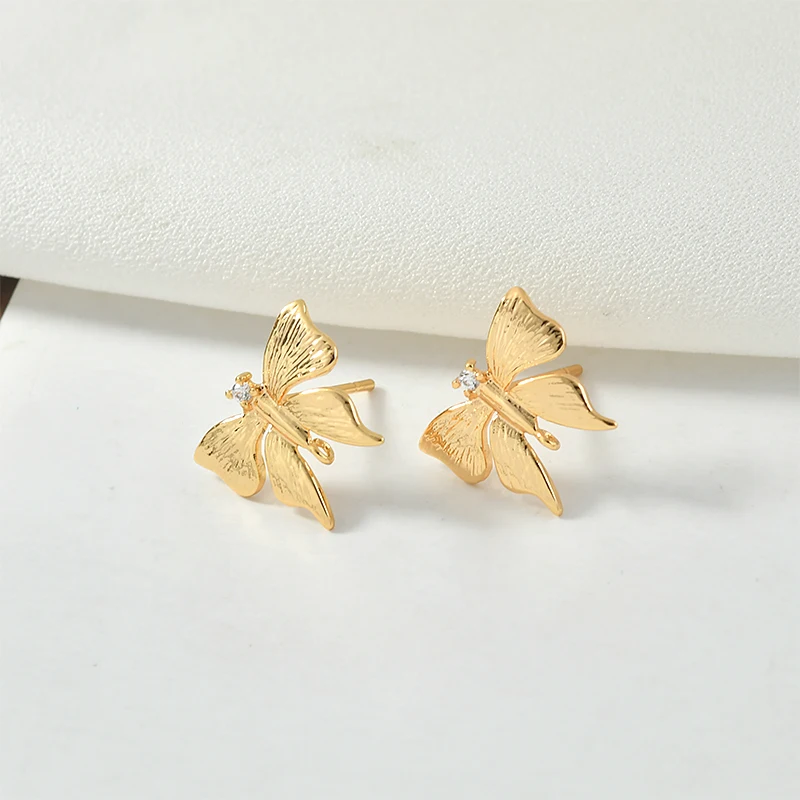 Серьги-гвоздики ручной работы с медным покрытием из настоящего золота 18 карат