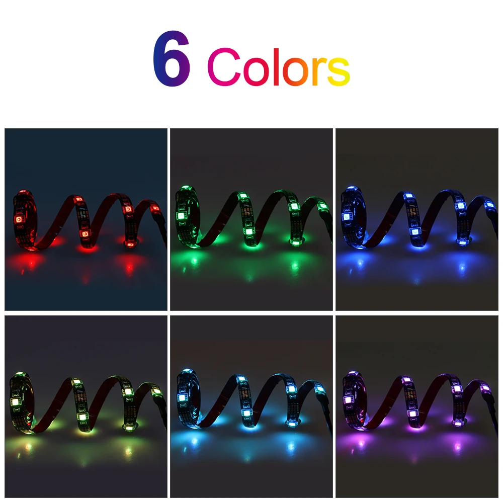 5 в USB светодиодный RGB Bluetooth управление приложением SMD5050 ТВ PC экран подсветка батарея питание гибкий светодиодный свет 1 м 2 м 2x50 см