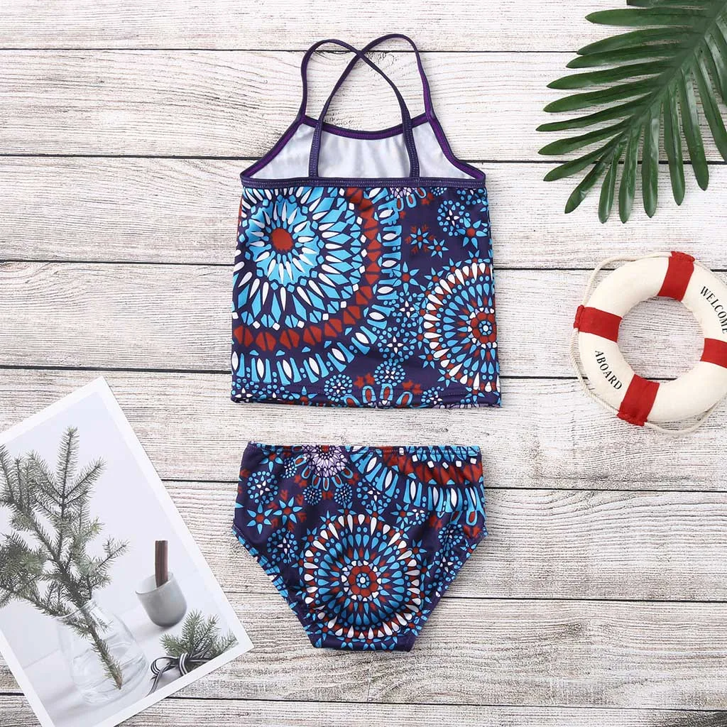 Бикини с принтом детский пляжный спортивный купальник-танкини из 2 предметов