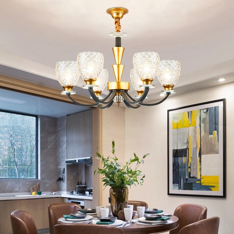 

Modern Gold Gray Metal Led Chandeliers Lighting Living Room Diamond Glass Led Pendant Chandelier Lights Bedroom Led Hanging Lamp