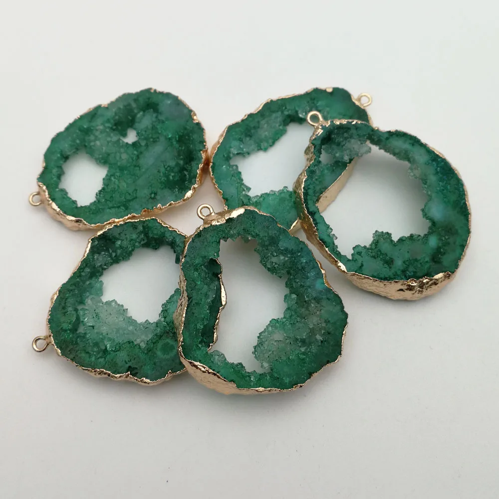 Модные Нерегулярные зеленые кварцевые Кристальные подвески из натурального Druzy