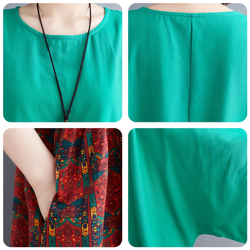 ARCSINX женское платье большого размера d 4XL 5XL 6XL в стиле пэчворк зеленое хлопковые