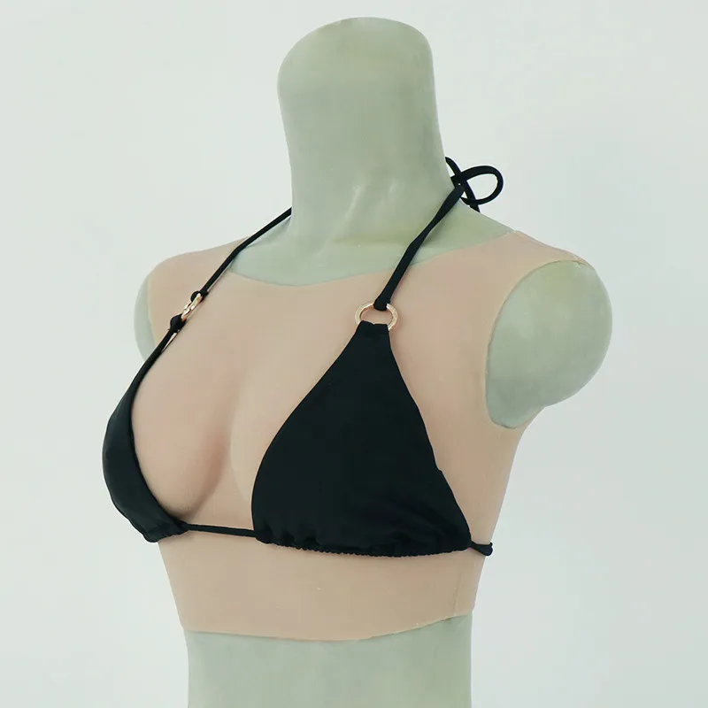 New Silicone Breast Form Transgender Crossdresser Round Neck Artificial Soft Boobs B Cup Realistic Transvestite Mastectomy Bra