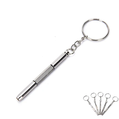 

5Pcs Screwdriver Hand Tools Mini Portable 3 in 1 Aluminum Steel Eyeglass Screwdriver Sunglass Watch Repair Kit with Keychain