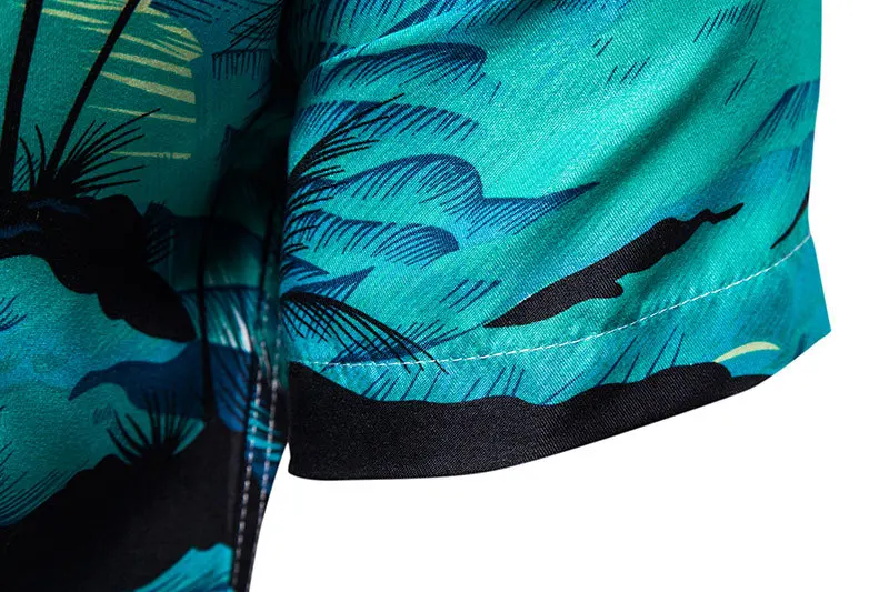 

Men brand new personality fashion business casual printed short sleeved Hawaiian shirt vacation beach shirt men shirts