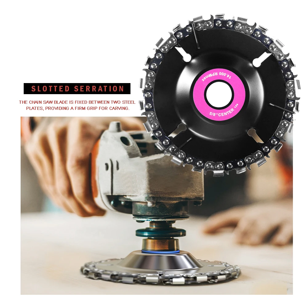 

4 Inch Chain 22 Tooth Fine Cutting Chain Disc Set for 100/115 Angle Grinder Angle Grinder Wood Carving Disc Cutting Shape