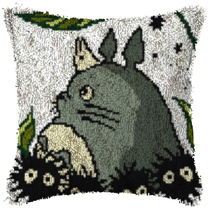 

Totoro Embroidery Pillow Knoop Pakket Needlework Set Latch Hook Cushion Button Package Decor