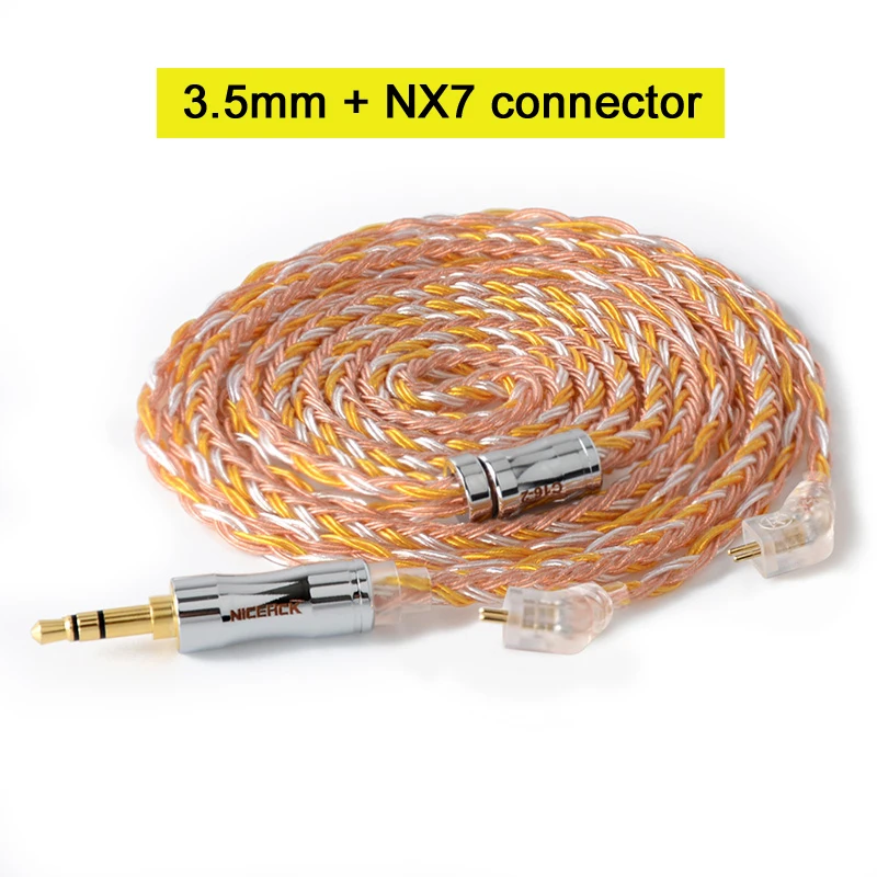 3.5mm With NX7 Pin NICEHCK C16-2 16 Core Медь серебро смешанные кабель 3,5/2,5/4,4 мм разъем MMCX/2Pin/QDC/NX7 булавки для ZSX C12 TFZ V90 NICEHCK NX7 Pro/F3 - Цвет: 3.5mm With NX7 Pin