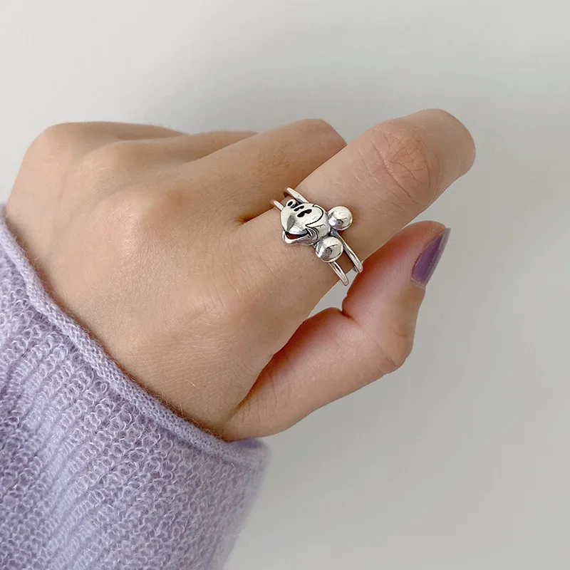 Женское кольцо с изображением ворот 925 пробы Серебряное Микки Мауса двойное