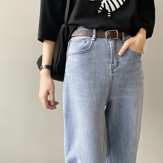 CMAZ Fashion High-waist Women's Jeans 2020 New Slim Profile Pencil Pants Loose Blue Pants Streetwear Casual Trousers 80003# 6