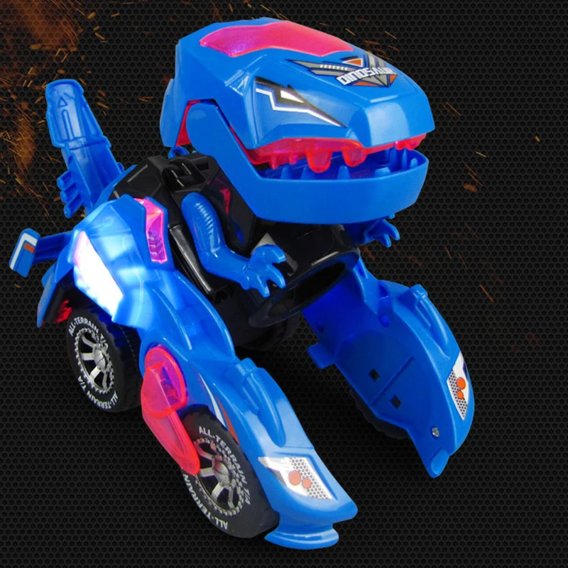 

3D Transforming Dinosaur Toy LED Car With Light Transforming Dinosaur LED Car T-Rex With Light Sound Kids Toy Gift UK in Stock
