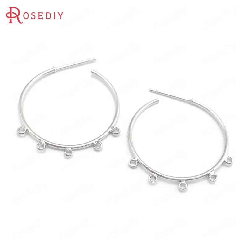 Серьги-гвоздики с 5 отверстиями для подвешивания из латуни 24 х20 мм К 6 шт. |