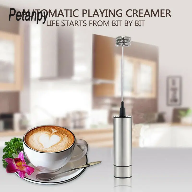 

Electric Handheld Milk Frother Foamer Double Spring Triple Spring Whisk Head Agitator Blender Mixer Stirrer Coffee Maker Tool