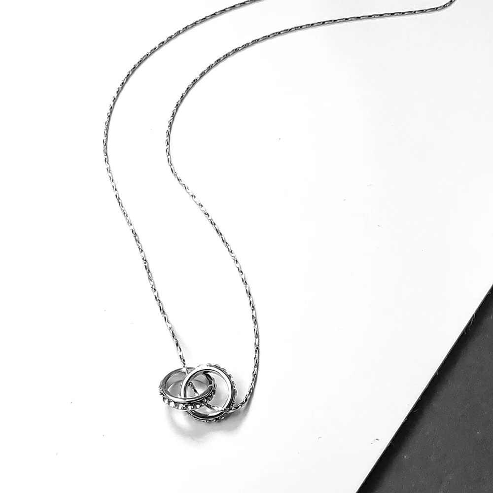 

BAFFIN Silver Color Double Circles Necklaces & Pendants For Women Trendy Crystals Round Choker Christmas Gifts