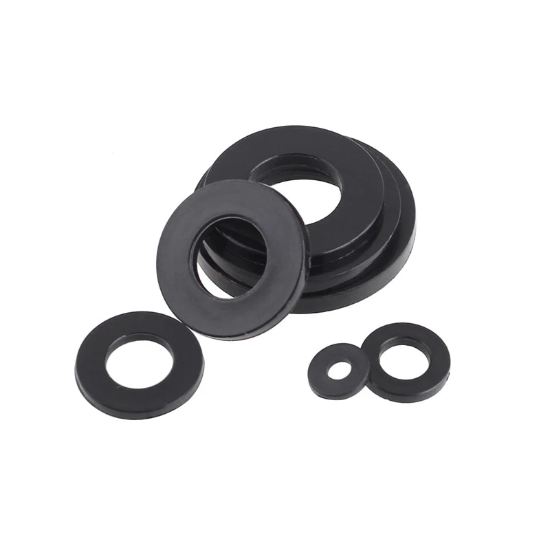 200 шт. плоская шайба черная пластиковая нейлоновая прокладка M2 M3 M4M5M6M8 M10 M12M14M16M18M20