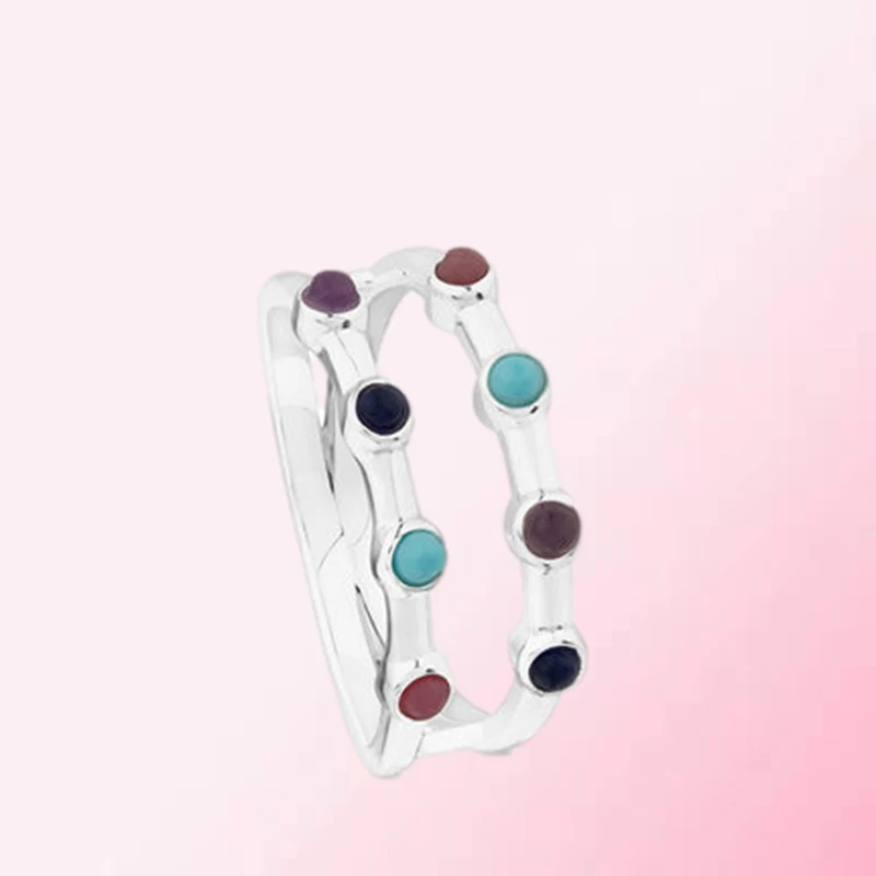 

1:1 Make 925 Sterling Silver Custom Double Layer Colorful Cold Wind Mysterious Temperament Design Ring