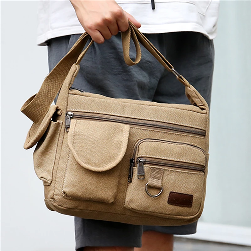 Men Travel Bag Canvas Casual Tote Men's Crossbody Outdoor Bags Mens Messenger Retro Zipper Shoulder High Quality |