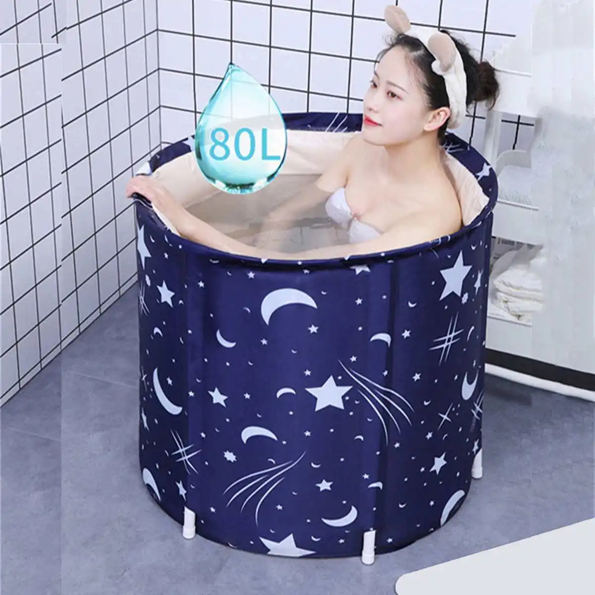 

120-150L Foldable Bathtub Portable Home Thickened Adult Inflatable Bath tub Home Single SPA Massage Pool Plastic Bathing Bucket