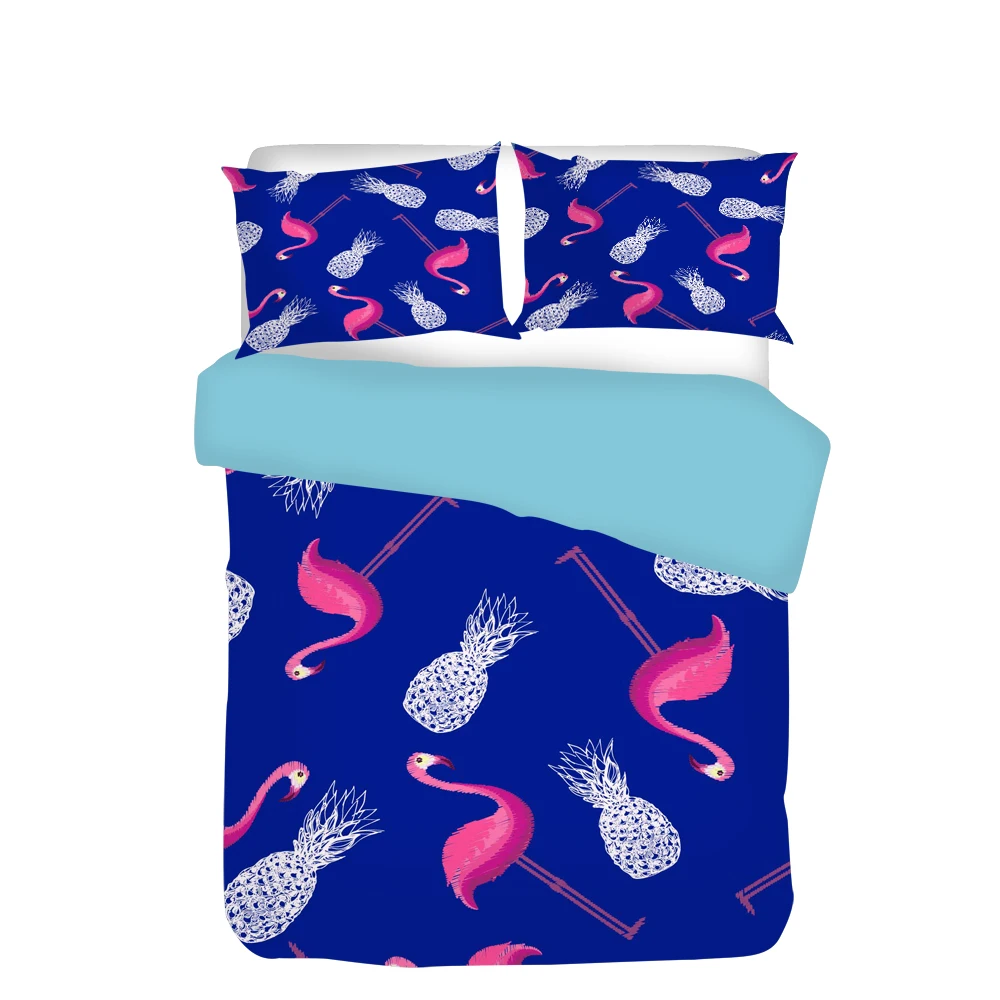 Набор пододеяльников с изображением фламинго тропические фрукты ананас набор