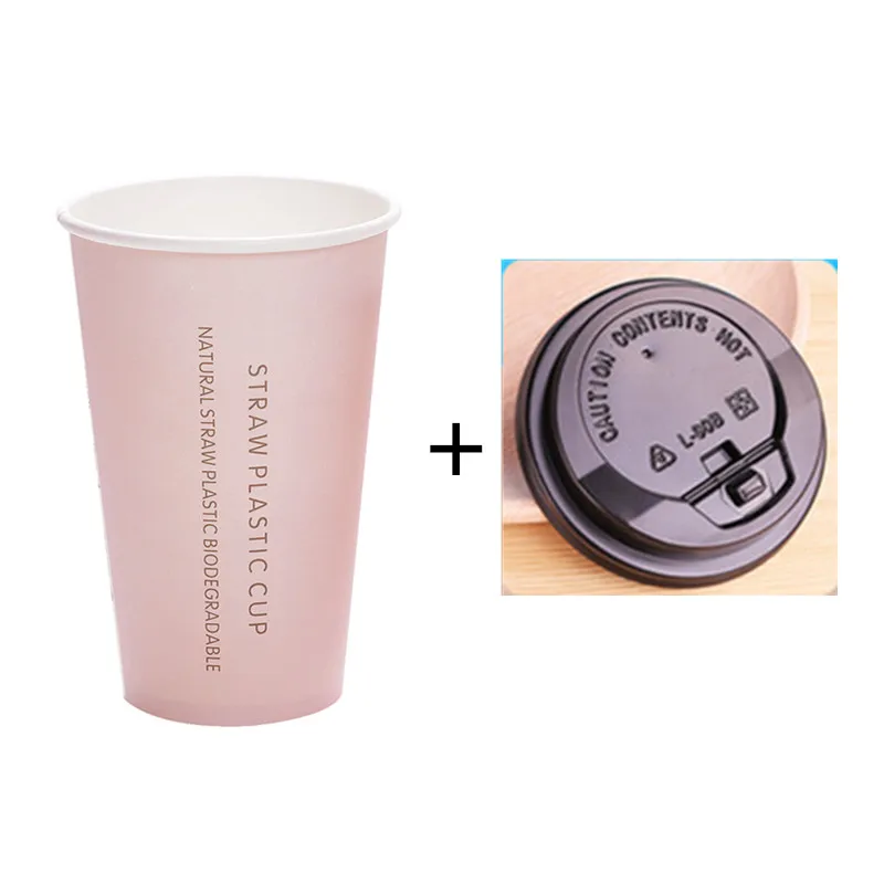 cup and lid2 50 шт. розовая Одноразовая чашка для чая вечерние на день рождения свадебные сувениры креативные холодные и бумажные стаканчики для напитков кофе чай Упаковка кружки с крышками - Цвет: cup and lid2