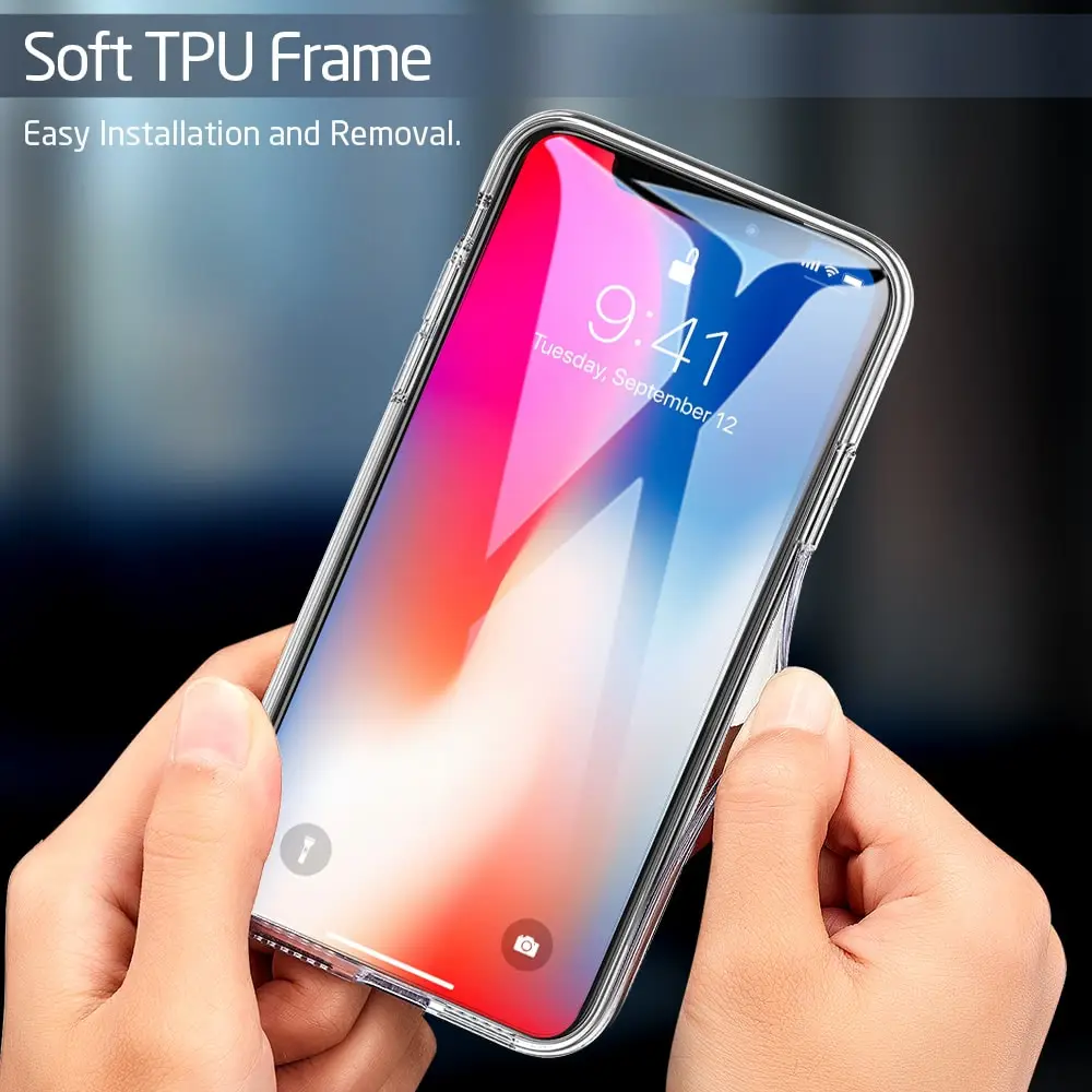 Чехол ESR для iPhone X/XS/XR/XS Max чехол с защитой от царапин из закаленного стекла задняя крышка с мягким силиконовым Бампером для Apple iPhone Coque