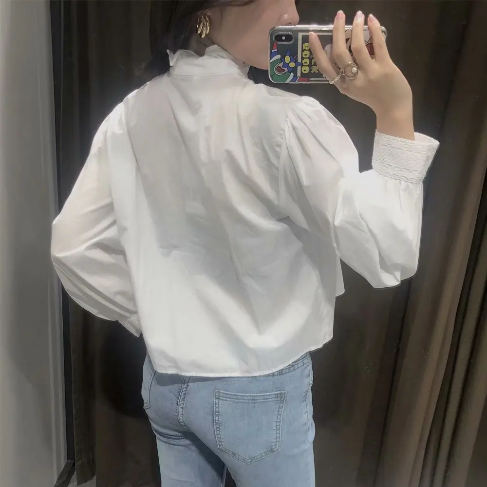 

2020 New Autumn Women Shirt Solid Lace Long Sleeves O-Neck Shirt Tops Casual Female Shirts Femme Mujer Blouse blusas