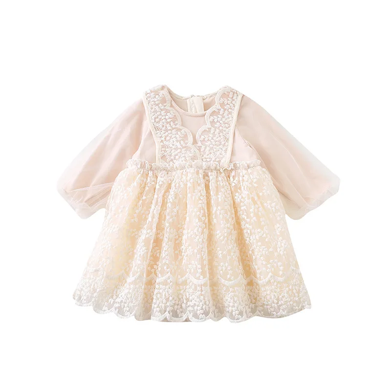 2019 Autumn New Arrival korean style cotton all-match princess lace grenadine long sleeve party dress for sweet cute baby girls | Детская