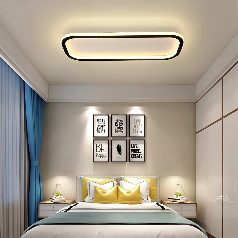 Золотистые и черные готовые потолочные светильники, простые светодиодные лампы для гостиной, спальни, коридора, столовой, комнатное освеще...